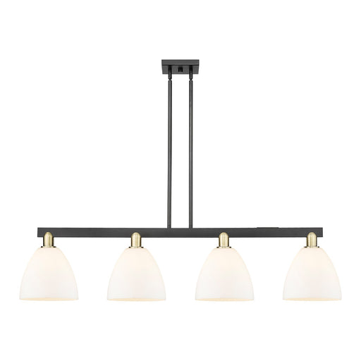 Innovations Bristol 52in 4-Light Island Light | Industrial Black Antique Brass Steel and Matte White Glass | Kitchen Island & | Model 716-4I-BAB-GBD-91
