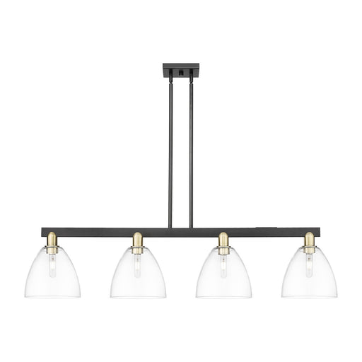 Innovations Bristol 52in 4-Light Island Light | Industrial Black Antique Brass Steel and Clear Glass | Kitchen Island & Dining | Model 716-4I-BAB-GBD-92
