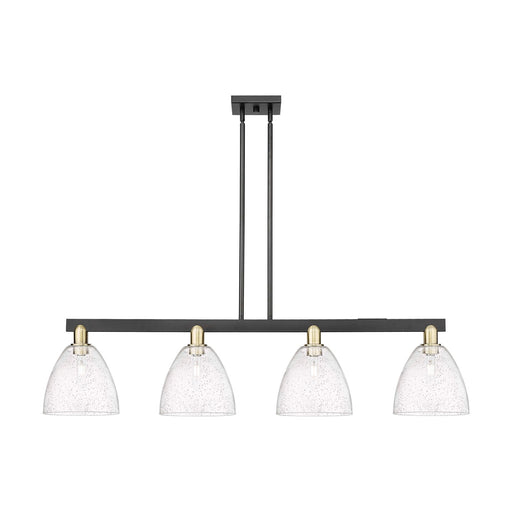 Innovations Bristol 52in 4-Light Island Light | Industrial Black Antique Brass Steel and Seedy Glass | Kitchen Island & Dining | Model 716-4I-BAB-GBD-94