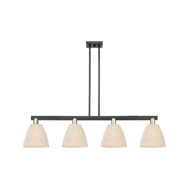 Innovations Bristol Natural 52in 4-Light Island Light | Industrial Black Antique Brass and Natural Fiber Dome Shade | Kitchen | Model 716-4I-BAB-NBD-9-NAT