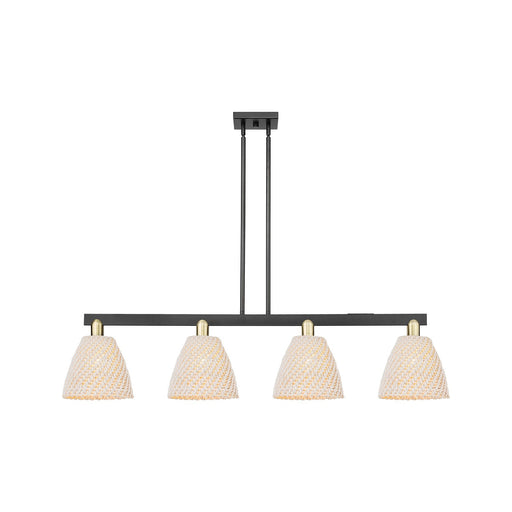 Innovations Bristol Natural 52in 4-Light Island Light | Industrial Black Antique Brass and Natural Fiber Dome Shade | Kitchen | Model 716-4I-BAB-NBD-9-NAT