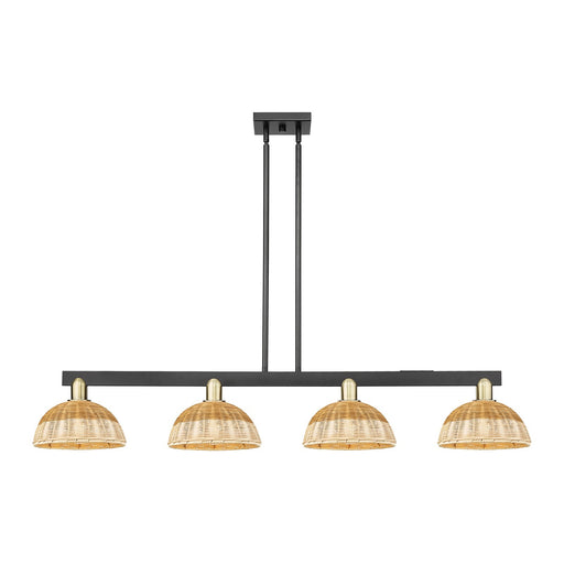 Innovations Bristol Natural II 52in 4-Light Island Light | Industrial Black Antique Brass and Natural Fiber Shade | Kitchen | Model 716-4I-BAB-NBD2-9-NAT
