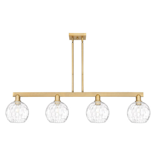 Innovations Athens Water Glass 51in 4-Light Island Light | Industrial Brushed Brass and Clear Glass | Kitchen Island & Dining | Model 716-4I-BB-G1215-8