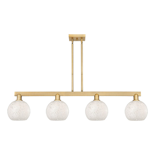 Innovations Lighting Arcadia 51in 4-Light Island Light | Industrial Brushed Brass and White Mouchette Glass | Kitchen Island & | Model 716-4I-BB-G1216-8WM