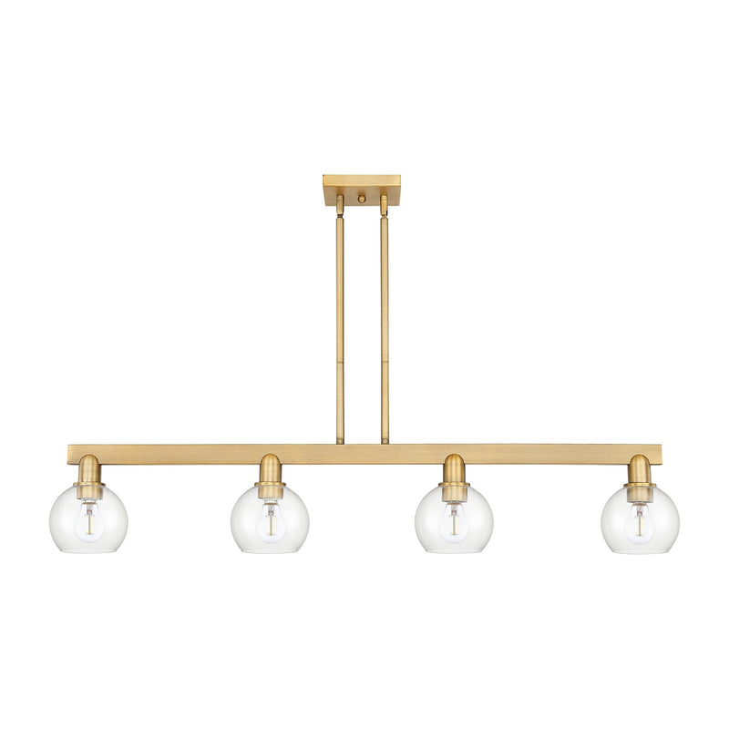 Innovations Athens 49in 4-Light Island Light | Industrial Brushed Brass and Clear Glass | Kitchen Island & Dining Room | Model 716-4I-BB-G122-6
