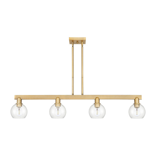 Innovations Athens 49in 4-Light Island Light | Industrial Brushed Brass and Clear Glass | Kitchen Island & Dining Room | Model 716-4I-BB-G122-6