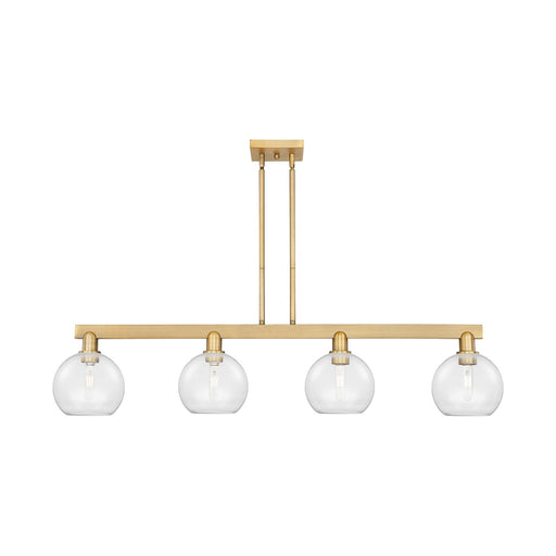 Innovations Athens 51in 4-Light Island Light | Industrial Brushed Brass Steel and Clear Glass | Kitchen Island & Dining Room | Model 716-4I-BB-G122-8