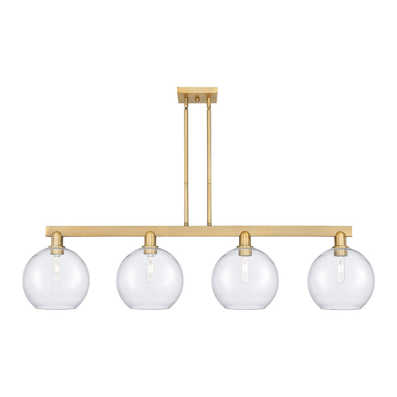 Innovations Athens 53in 4-Light Island Light | Industrial Brushed Brass Steel and Seedy Glass | Kitchen Island & Dining Room | Model 716-4I-BB-G124-10
