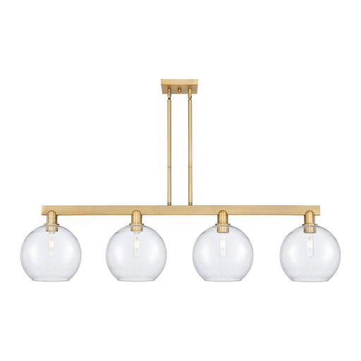 Innovations Athens 53in 4-Light Island Light | Industrial Brushed Brass Steel and Seedy Glass | Kitchen Island & Dining Room | Model 716-4I-BB-G124-10