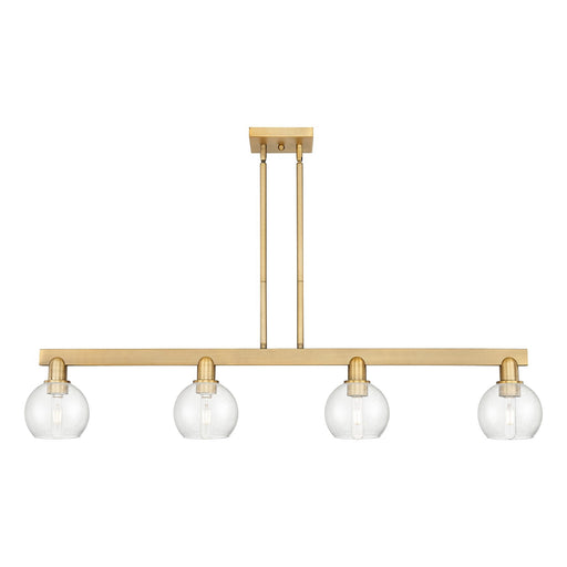 Innovations Athens 49in 4-Light Island Light | Industrial Brushed Brass Steel and Seedy Glass | Kitchen Island & Dining Room | Model 716-4I-BB-G124-6