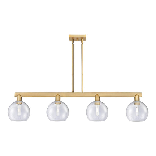Innovations Athens 51in 4-Light Island Light | Industrial Brushed Brass Steel and Seedy Glass | Kitchen Island & Dining Room | Model 716-4I-BB-G124-8