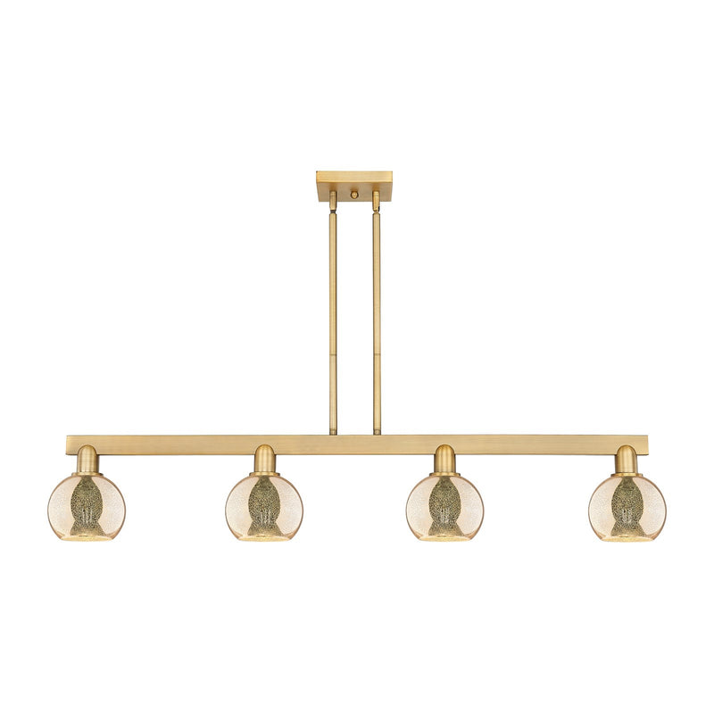 Innovations Athens 49in 4-Light Island Light | Industrial Brushed Brass Steel and Mercury Glass | Kitchen Island & Dining Room | Model 716-4I-BB-G128-6
