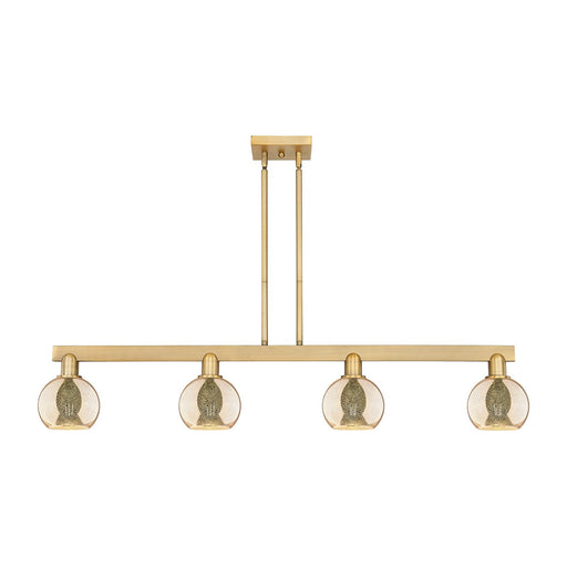 Innovations Athens 49in 4-Light Island Light | Industrial Brushed Brass Steel and Mercury Glass | Kitchen Island & Dining Room | Model 716-4I-BB-G128-6