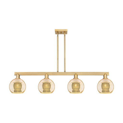 Innovations Athens 51in 4-Light Island Light | Industrial Brushed Brass Steel and Mercury Glass | Kitchen Island & Dining Room | Model 716-4I-BB-G128-8