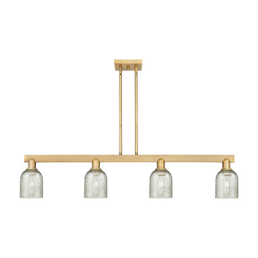 Innovations Caledonia 48in 4-Light Island Light | Industrial Brushed Brass Steel and Mica Glass | Kitchen Island & Dining Room | Model 716-4I-BB-G259