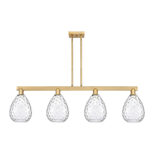 Innovations Waverly 51in 4-Light Island Light | Industrial Brushed Brass Steel and Clear Glass | Kitchen Island & Dining Room | Model 716-4I-BB-G372