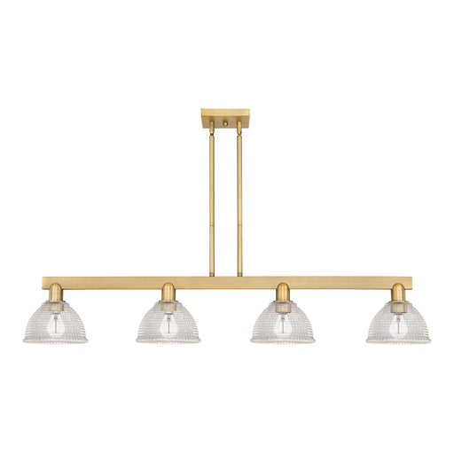 Innovations Arietta 51in 4-Light Island Light | Industrial Brushed Brass Steel and Clear Glass | Kitchen Island & Dining Room | Model 716-4I-BB-G422