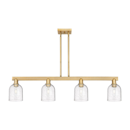 Innovations Bella 48in 4-Light Island Light | Industrial Brushed Brass Steel and Seedy Glass | Kitchen Island & Dining Room | Model 716-4I-BB-G558-6SDY