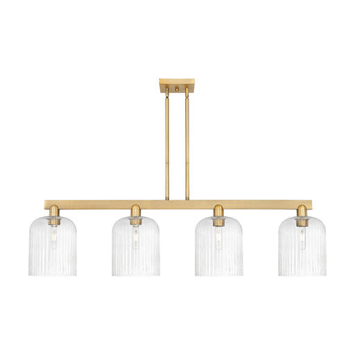 Innovations Bridal Veil 51in 4-Light Island Light | Industrial Brushed Brass Steel and Seedy Ribbed Glass | Kitchen Island & | Model 716-4I-BB-G559-8SDY