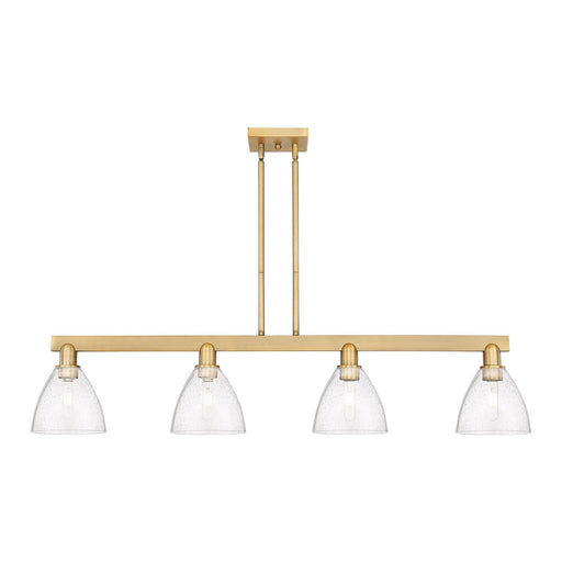 Innovations Bristol 50.25in 4-Light Island Light | Industrial Brushed Brass Steel and Seedy Glass Dome Shade | Kitchen Island & | Model 716-4I-BB-GBD-754
