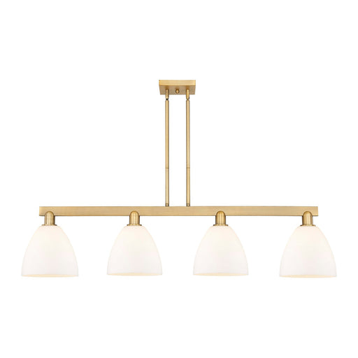 Innovations Bristol 52in 4-Light Island Light | Industrial Brushed Brass Steel and Matte White Glass | Kitchen Island & Dining | Model 716-4I-BB-GBD-91