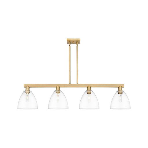 Innovations Bristol 52in 4-Light Island Light | Industrial Brushed Brass Steel and Clear Glass | Kitchen Island & Dining Room | Model 716-4I-BB-GBD-92