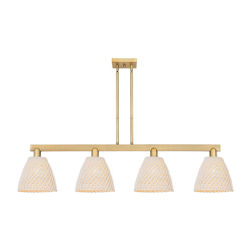 Innovations Bristol Natural 52in 4-Light Island Light | Industrial Brushed Brass Steel and Natural Fiber Dome Shade | Kitchen | Model 716-4I-BB-NBD-9-NAT