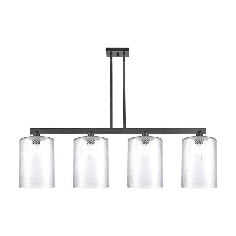 Innovations Cobbleskill 52in 4-Light Island Light | Industrial Matte Black Steel and Clear Glass | Kitchen Island & Dining Room | Model 716-4I-BK-G112-L