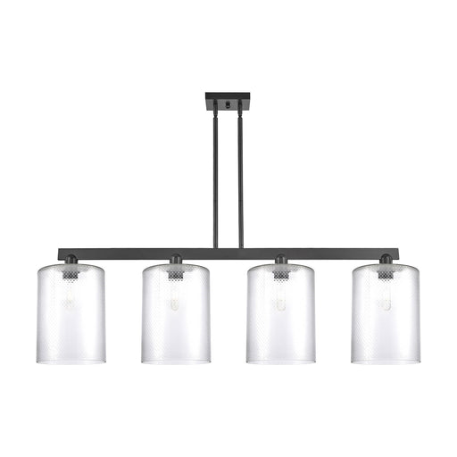 Innovations Cobbleskill 52in 4-Light Island Light | Industrial Matte Black Steel and Clear Glass | Kitchen Island & Dining Room | Model 716-4I-BK-G112-L