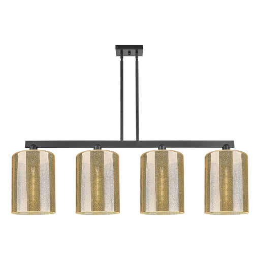 Innovations Cobbleskill 52in 4-Light Island Light | Industrial Matte Black Steel and Mercury Glass | Kitchen Island & Dining Room | Model 716-4I-BK-G116-L