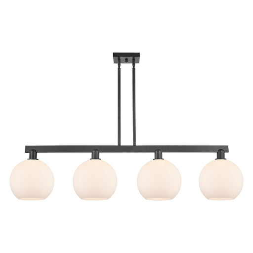 Innovations Athens 53in 4-Light Island Light | Industrial Matte Black Steel and Matte White Glass | Kitchen Island & Dining Room | Model 716-4I-BK-G121-10