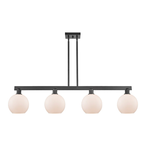 Innovations Athens 51in 4-Light Island Light | Industrial Matte Black Steel and Matte White Glass | Kitchen Island & Dining Room | Model 716-4I-BK-G121-8