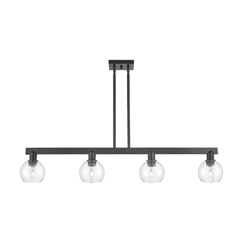Innovations Athens 49in 4-Light Island Light | Industrial Matte Black Steel and Clear Glass | Kitchen Island & Dining Room | Model 716-4I-BK-G122-6