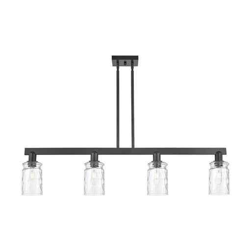 Innovations Candor 48in 4-Light Island Light | Industrial Matte Black Steel and Clear Waterglass Glass | Kitchen Island & Dining | Model 716-4I-BK-G352