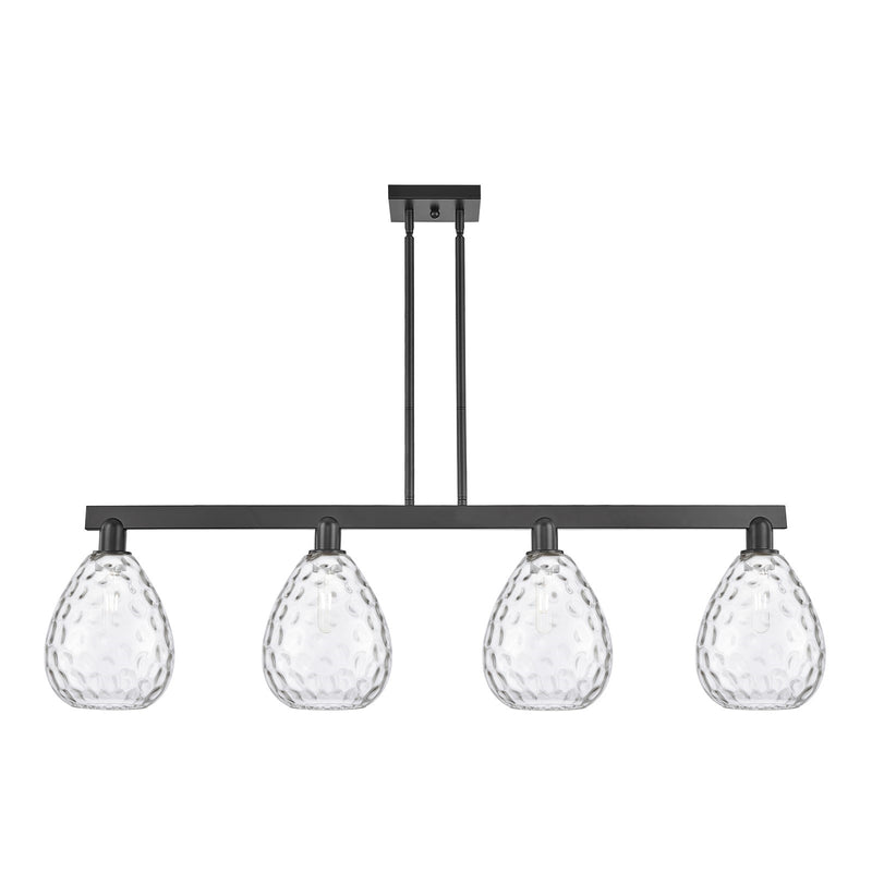 Innovations Waverly 51in 4-Light Island Light | Industrial Matte Black Steel and Clear Glass | Kitchen Island & Dining Room | Model 716-4I-BK-G372