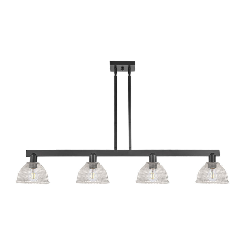 Innovations Arietta 51in 4-Light Island Light | Industrial Matte Black Steel and Clear Glass | Kitchen Island & Dining Room | Model 716-4I-BK-G422