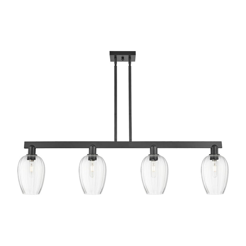 Innovations Preston 4Lt 48" Flute Stem Island Light, BK/CL - 716-4I-BK-G457-6CL