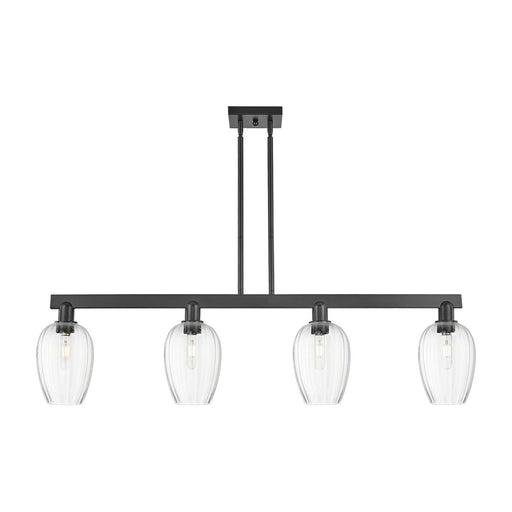 Innovations Preston 4Lt 48" Flute Stem Island Light, BK/CL - 716-4I-BK-G457-6CL