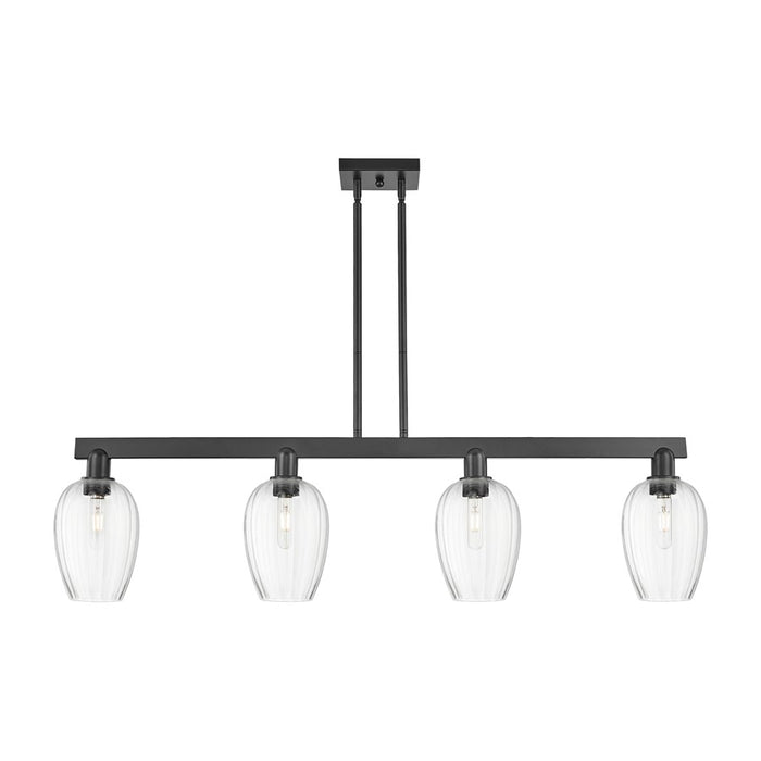 Innovations Preston 4Lt 48" Flute Stem Island Light, BK/CL - 716-4I-BK-G457-6CL