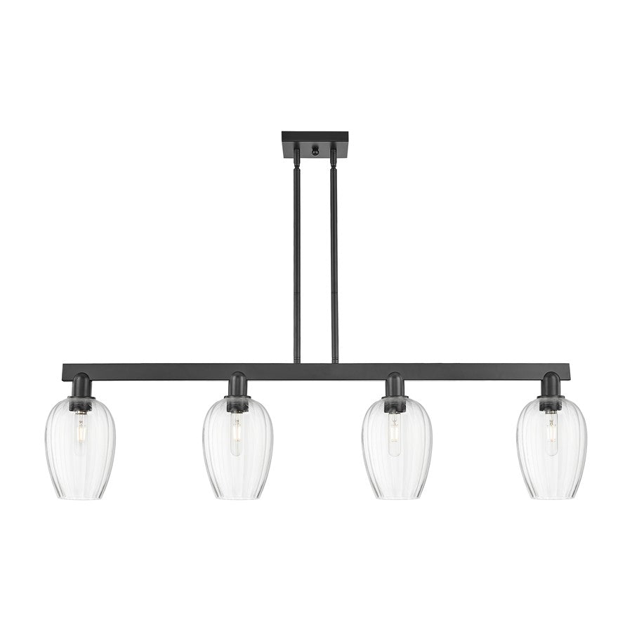 Innovations Preston 4Lt 48" Flute Stem Island Light, BK/CL - 716-4I-BK-G457-6CL