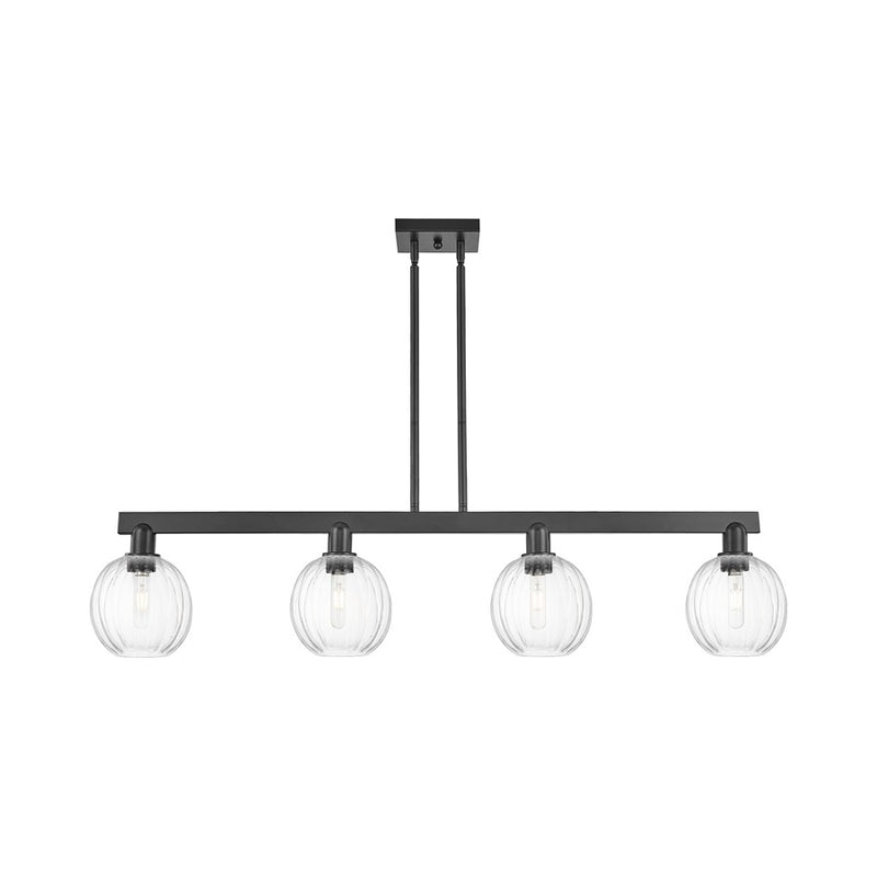 Innovations Preston 4Lt 48" Globe Stem Island Light, BK/CL - 716-4I-BK-G458-7CL