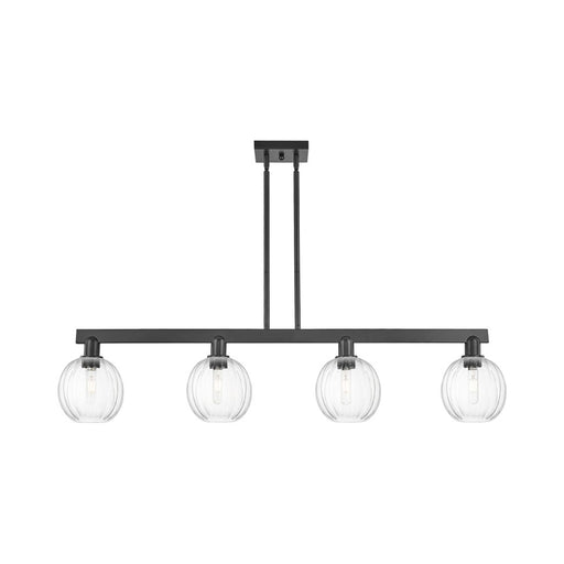 Innovations Preston 4Lt 48" Globe Stem Island Light, BK/CL - 716-4I-BK-G458-7CL