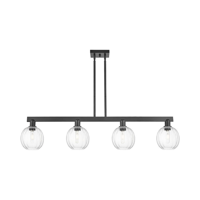 Innovations Preston 4Lt 48" Globe Stem Island Light, BK/CL - 716-4I-BK-G458-7CL