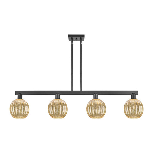 Innovations Preston 4Lt 48" Globe Stem Island Light, BK/MC - 716-4I-BK-G458-7ME