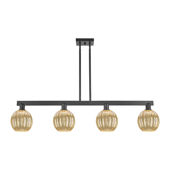 Innovations Preston 4Lt 48" Globe Stem Island Light, BK/MC - 716-4I-BK-G458-7ME