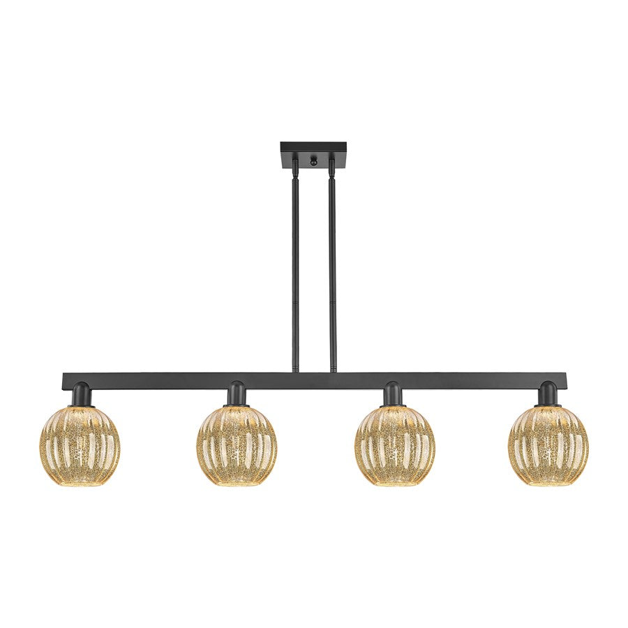 Innovations Preston 4Lt 48" Globe Stem Island Light, BK/MC - 716-4I-BK-G458-7ME