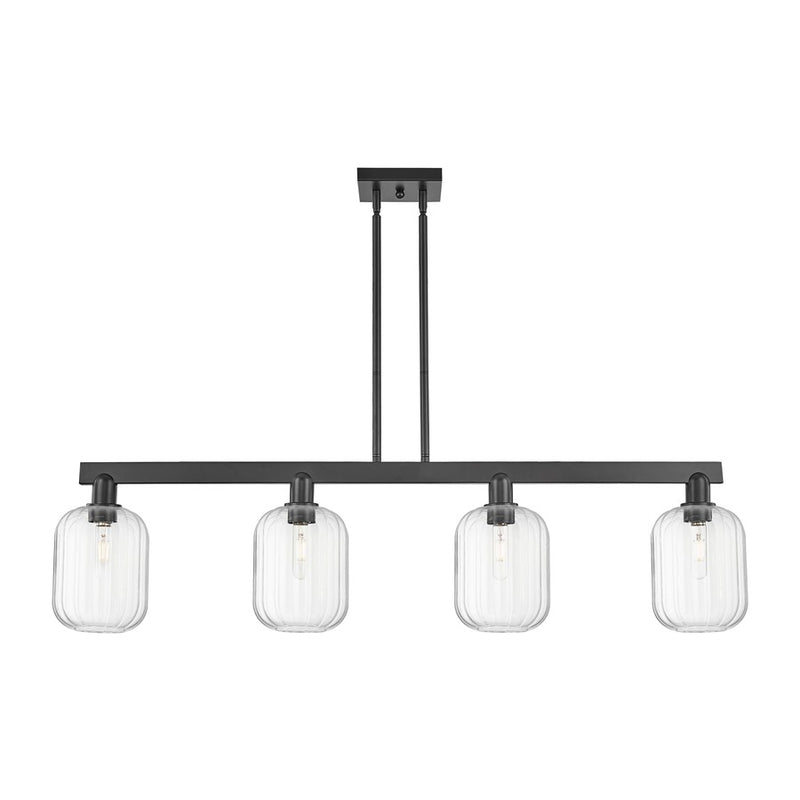 Innovations Preston 4Lt 48" Jar Stem Island Light, BK/Clear - 716-4I-BK-G460-7CL