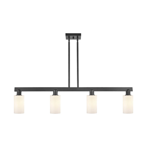 Innovations Clymer 47in 4-Light Island Light | Industrial Matte Black Steel and Matte White Glass | Kitchen Island & Dining Room | Model 716-4I-BK-G801