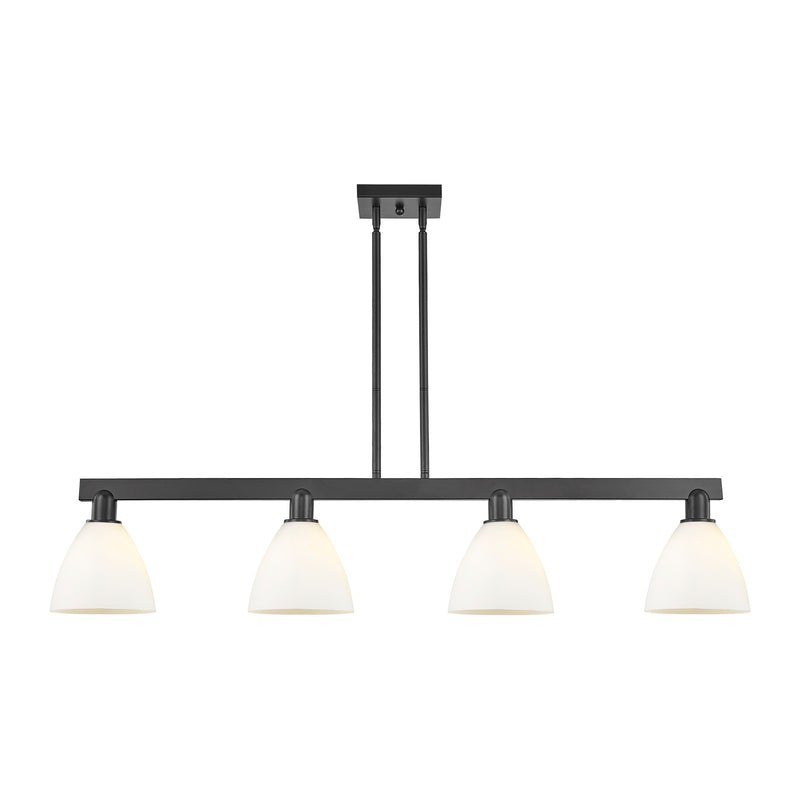 Innovations Lighting Bristol 50.25in 4-Light Island Light | Industrial Matte Black Steel and Matte White Glass | Kitchen Island | Model 716-4I-BK-GBD-751