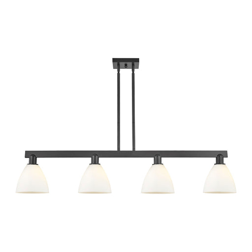 Innovations Lighting Bristol 50.25in 4-Light Island Light | Industrial Matte Black Steel and Matte White Glass | Kitchen Island | Model 716-4I-BK-GBD-751